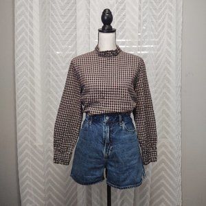 Vintage plaid patchwork blouse